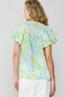 Current Air Abstract Floral Print Top YELLOWMULTI Clearance