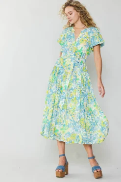 Current Air Abstract Floral Printed Midi Dress YELLOWMULTI Online