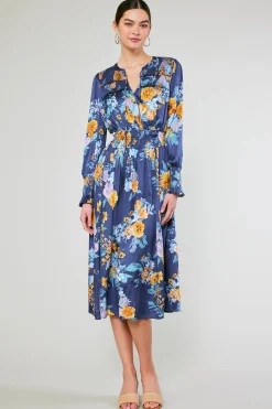 Current Air Aida Floral Midi Dress FloralBlueMlt Online