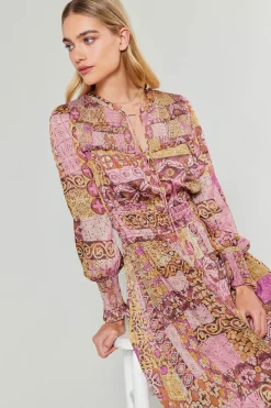 Current Air Aida Quilted Pattern Midi Dress PINKMLT Online