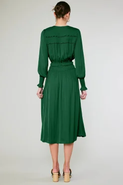 Current Air Aida Smocked Midi Dress EMERALDGREEN Outlet