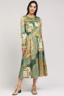 Current Air Aida Smocked Midi Dress OLIVEMLT Hot
