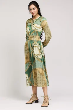 Current Air Aida Smocked Midi Dress OLIVEMLT Hot