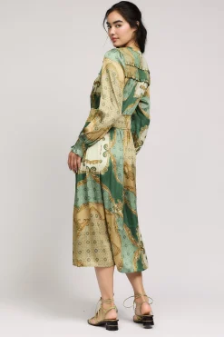 Current Air Aida Smocked Midi Dress OLIVEMLT Hot