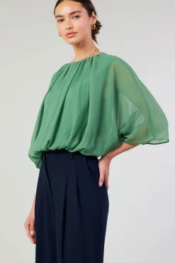 Current Air Alessia Dolman Sleeved Blouse LEAFGREEN Hot