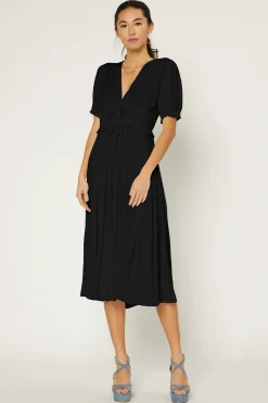 Current Air Amelia Pleated Maxi Dress BLACK New