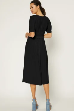 Current Air Amelia Pleated Maxi Dress BLACK New