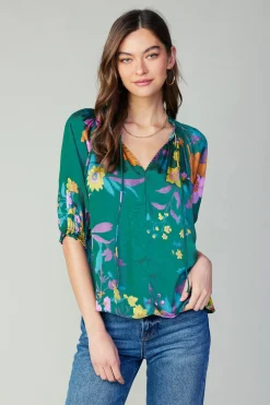 Current Air Angelica Floral Blouse GREENFLORAL Clearance