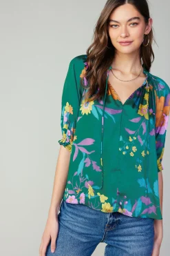 Current Air Angelica Floral Blouse GREENFLORAL Clearance