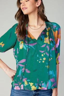 Current Air Angelica Floral Blouse GREENFLORAL Clearance
