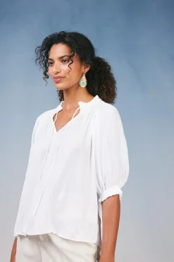 Current Air Angelica Pleated Blouse WHITE Sale