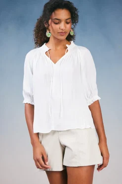 Current Air Angelica Pleated Blouse WHITE Sale