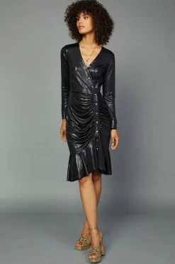 Current Air Asymmetrical Button Dress BLACK Sale