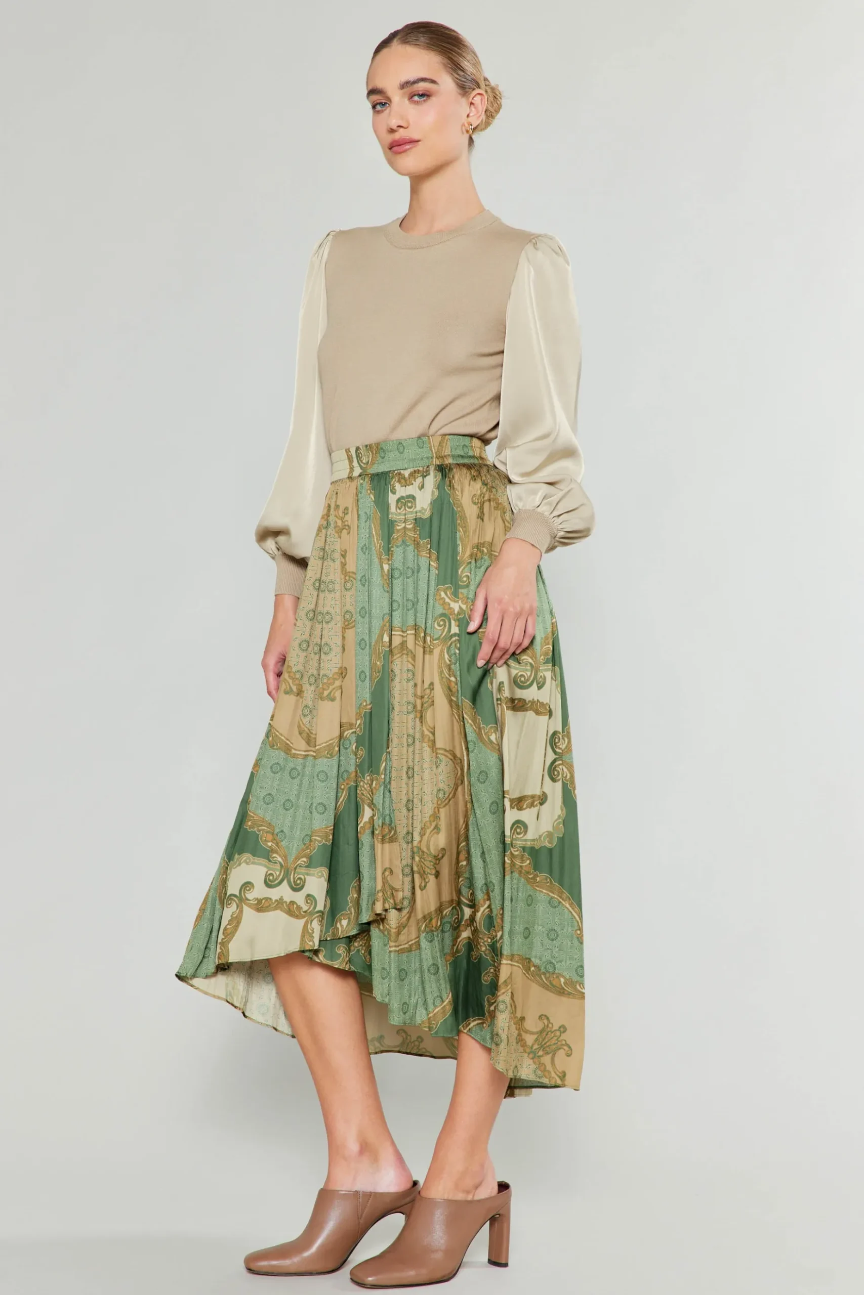 Current Air Asymmetrical Vintage Print Skirt OLIVEMLT Best