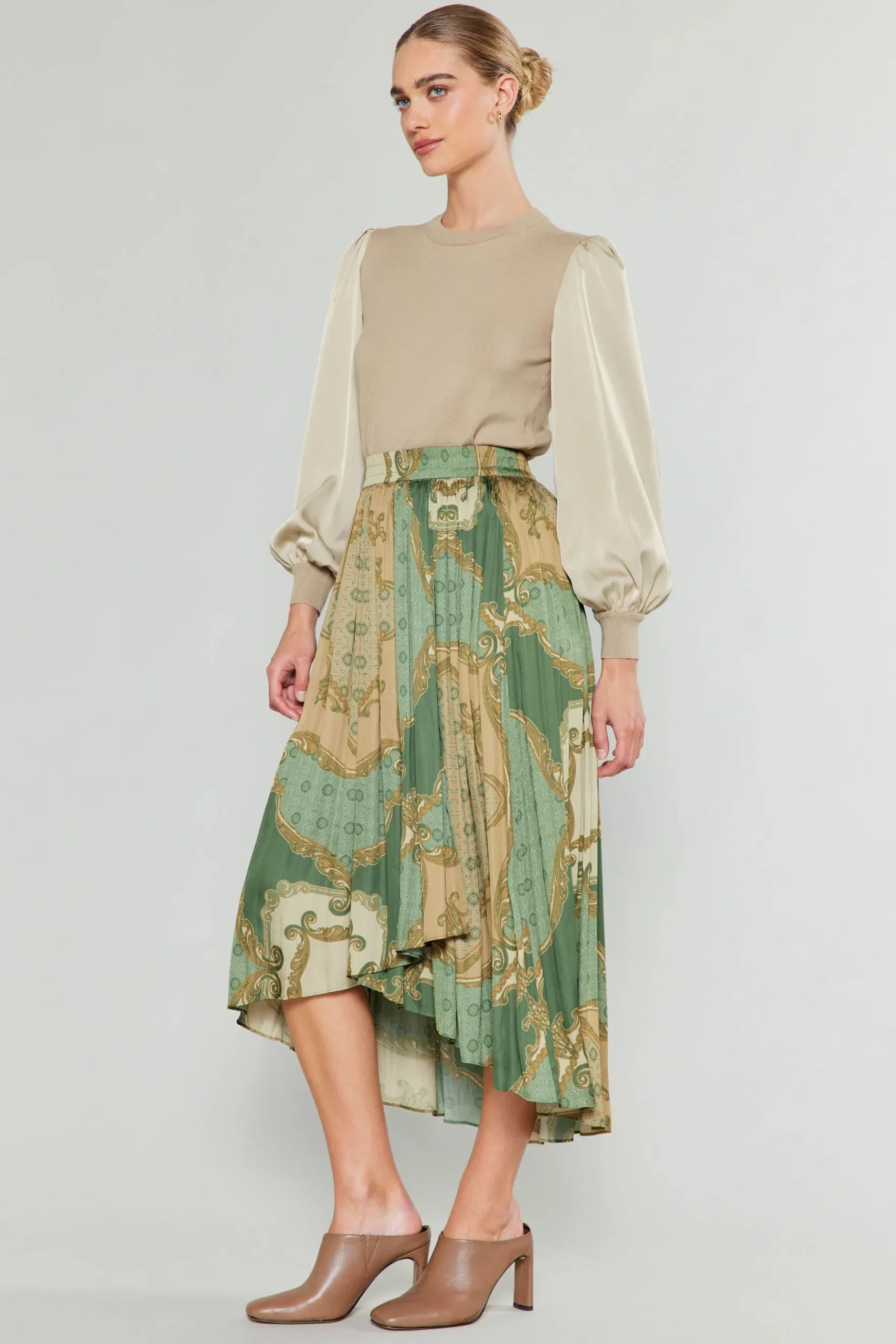Current Air Asymmetrical Vintage Print Skirt OLIVEMLT Best