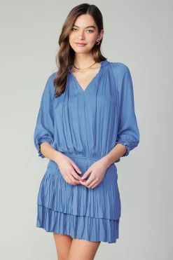 Current Air Aurelie Pleated Mini Dress FADEDBLUE Clearance