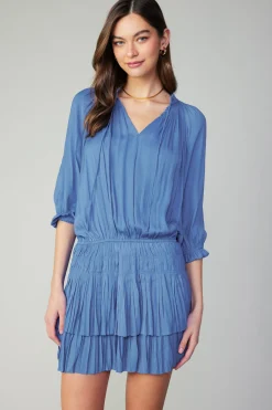 Current Air Aurelie Pleated Mini Dress FADEDBLUE Clearance