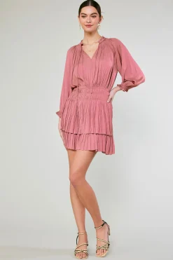 Current Air Aurelie Pleated Mini Dress ROSE Outlet