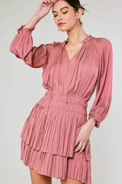 Current Air Aurelie Pleated Mini Dress ROSE Outlet
