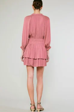 Current Air Aurelie Pleated Mini Dress ROSE Outlet