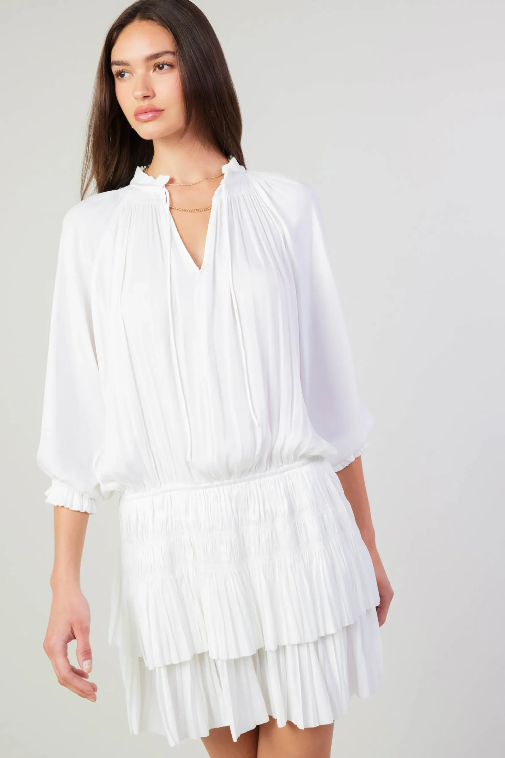 Current Air Aurelie Pleated Mini Dress WHITE Fashion
