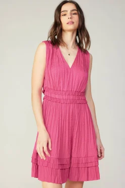 Current Air Aurora Crinkle Pleated Mini Dress FUCHSIA Fashion