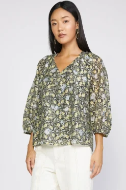 Current Air Baroque Floral Raglan Blouse BLACKFLORAL New