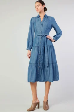 Current Air Belted Collar Shirt Dress CHAMBRAY Clearance