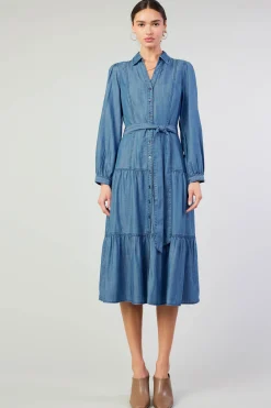 Current Air Belted Collar Shirt Dress CHAMBRAY Clearance