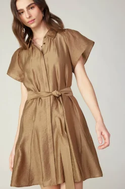 Current Air Belted Godet Mini Dress LATTE Hot