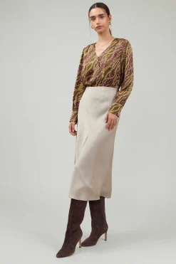 Current Air Bias Midi Skirt LATTE Outlet