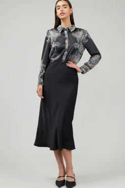 Current Air Bias Midi Skirt BLACK Outlet