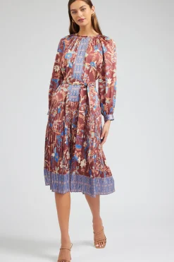 Current Air Botanical High Neck Dress CHESTNUTMLT Clearance