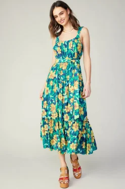 Current Air Botanical Tiered Ruffle Dress YELLOWFLORALMLT Best