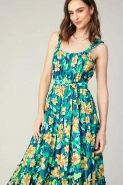 Current Air Botanical Tiered Ruffle Dress YELLOWFLORALMLT Best