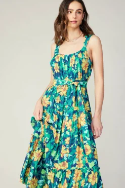Current Air Botanical Tiered Ruffle Dress YELLOWFLORALMLT Best