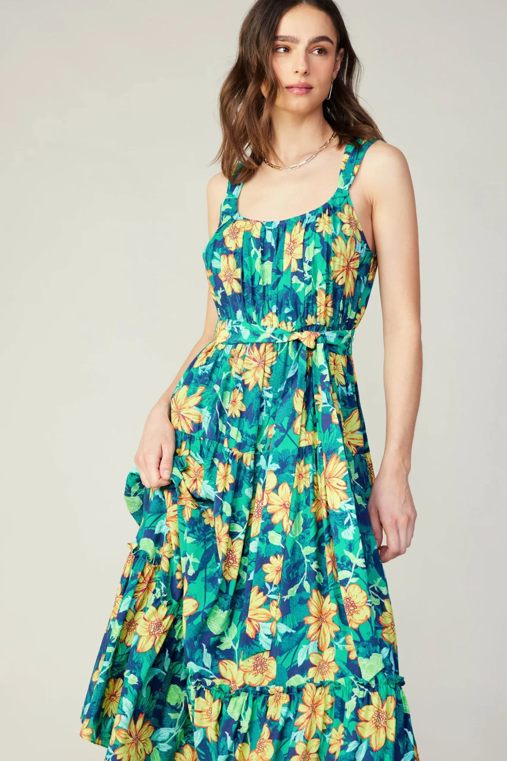 Current Air Botanical Tiered Ruffle Dress YELLOWFLORALMLT Best