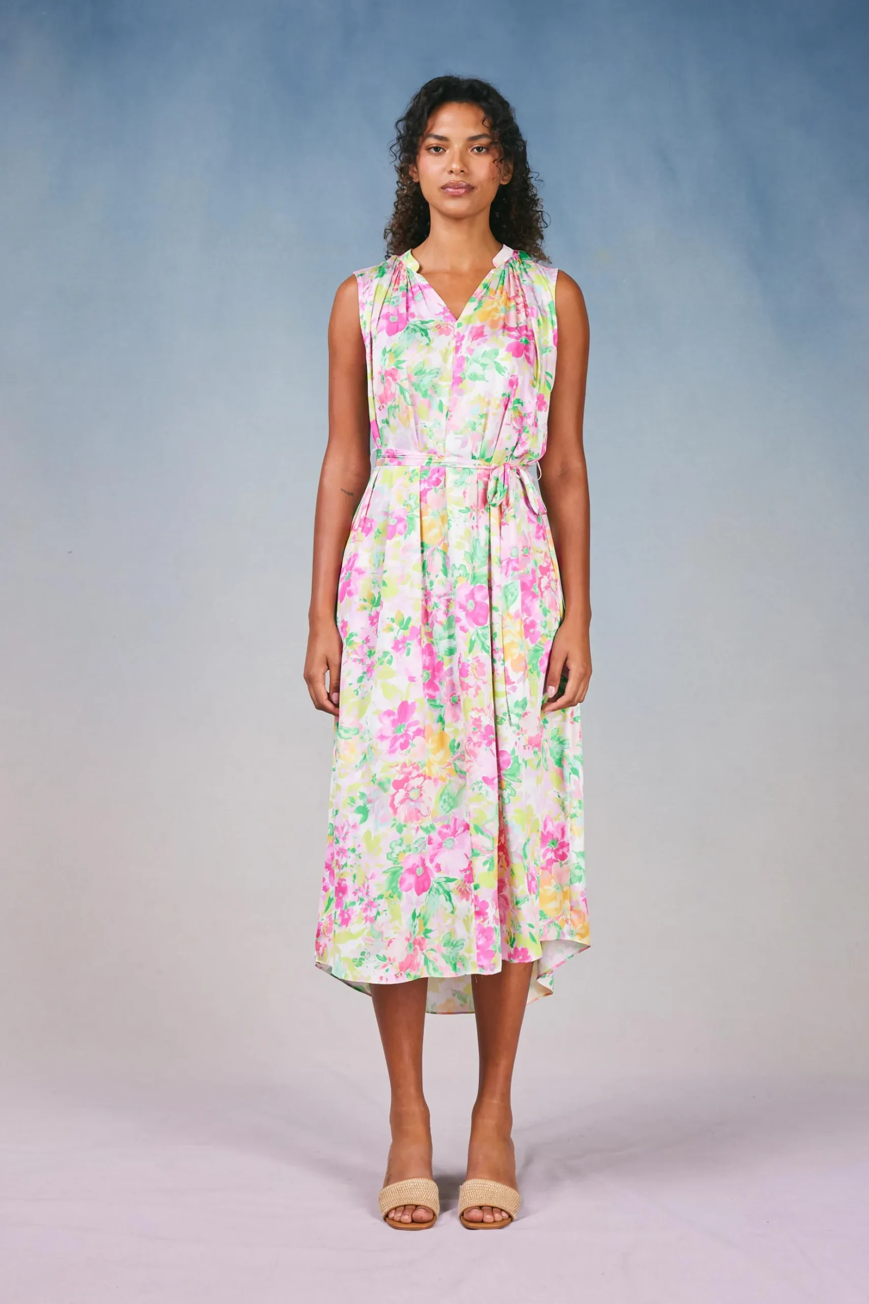 Current Air Botanical Watercolor Midi Dress PINKMLTFLORAL Sale