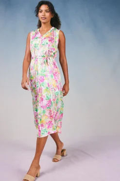 Current Air Botanical Watercolor Midi Dress PINKMLTFLORAL Sale