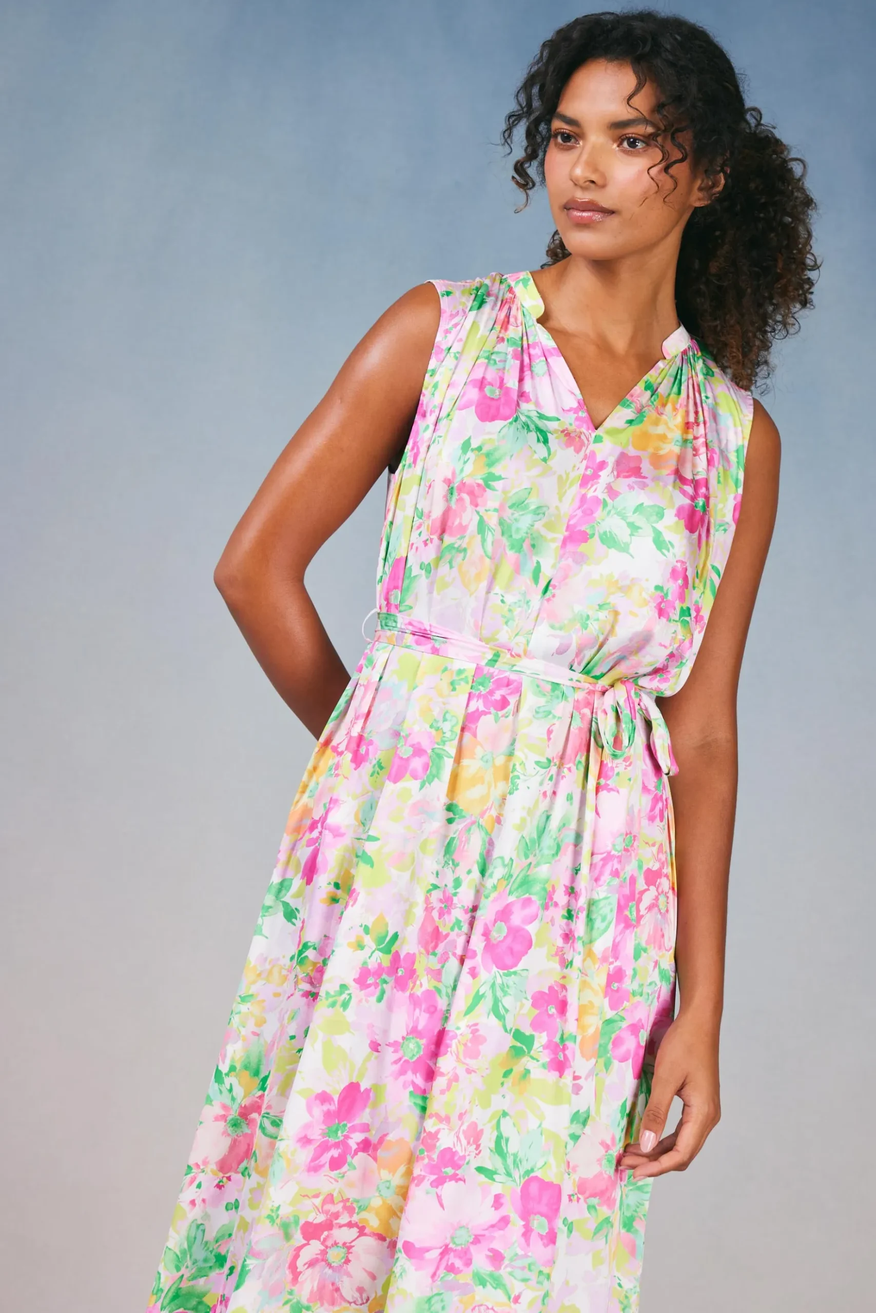 Current Air Botanical Watercolor Midi Dress PINKMLTFLORAL Sale