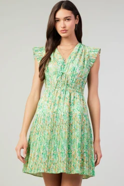 Current Air Briene Pleated Mini Dress GREENMLT Best