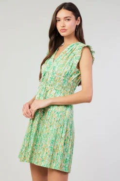 Current Air Briene Pleated Mini Dress GREENMLT Best