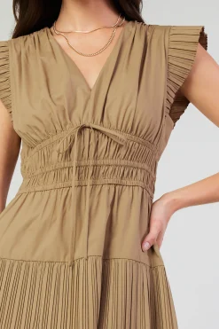 Current Air Briene Pleated Mini Dress LATTE Outlet