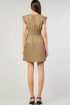 Current Air Briene Pleated Mini Dress LATTE Outlet