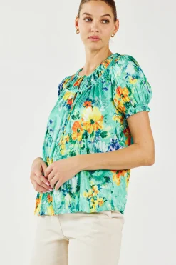 Current Air Brooklyn Crinkle Top AQUA Sale