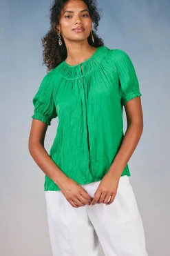 Current Air Brooklyn Crinkle Top DEEPSPRINGGREEN Best