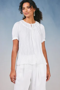 Current Air Brooklyn Crinkle Top WHITE New