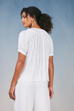 Current Air Brooklyn Crinkle Top WHITE New