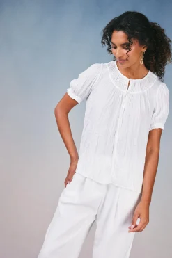Current Air Brooklyn Crinkle Top WHITE New