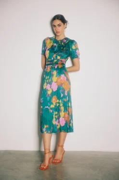 Current Air Brooklyn Floral Midi Dress GREENFLORAL Hot